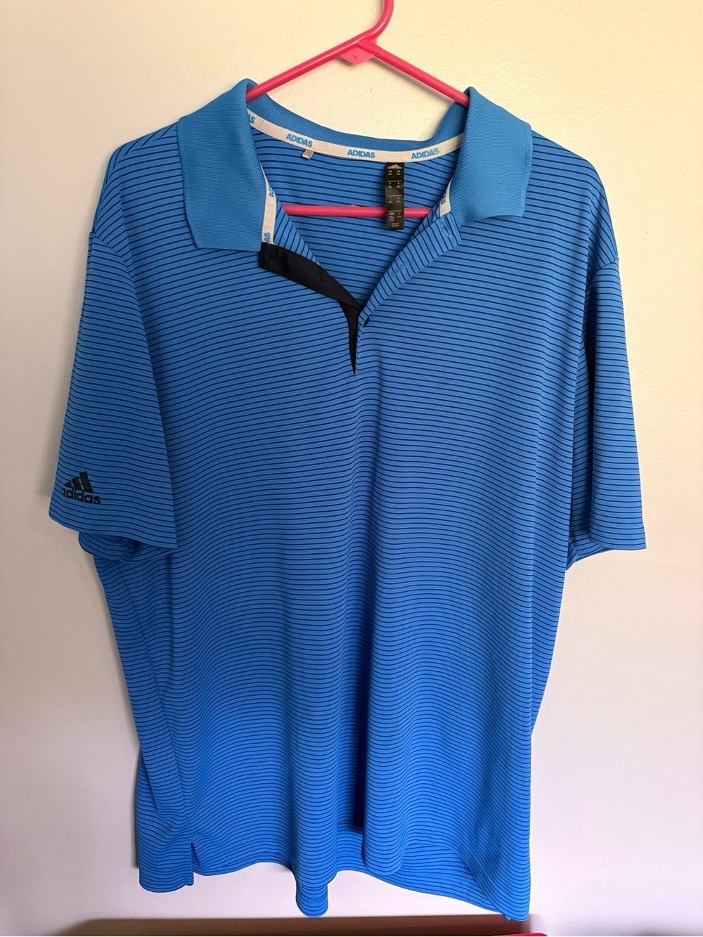 adidas Men’s Blue Striped Polo Shirt